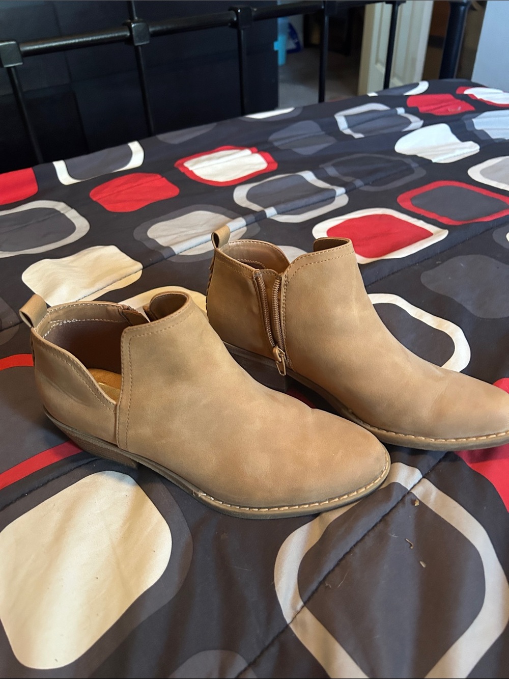 Dolce Vita Tan Suede Ankle Booties with Side Zip